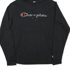 CHAMPION Mens Black Pullover Hoodie M Cotton Blend Classic Logo Sweatshirt