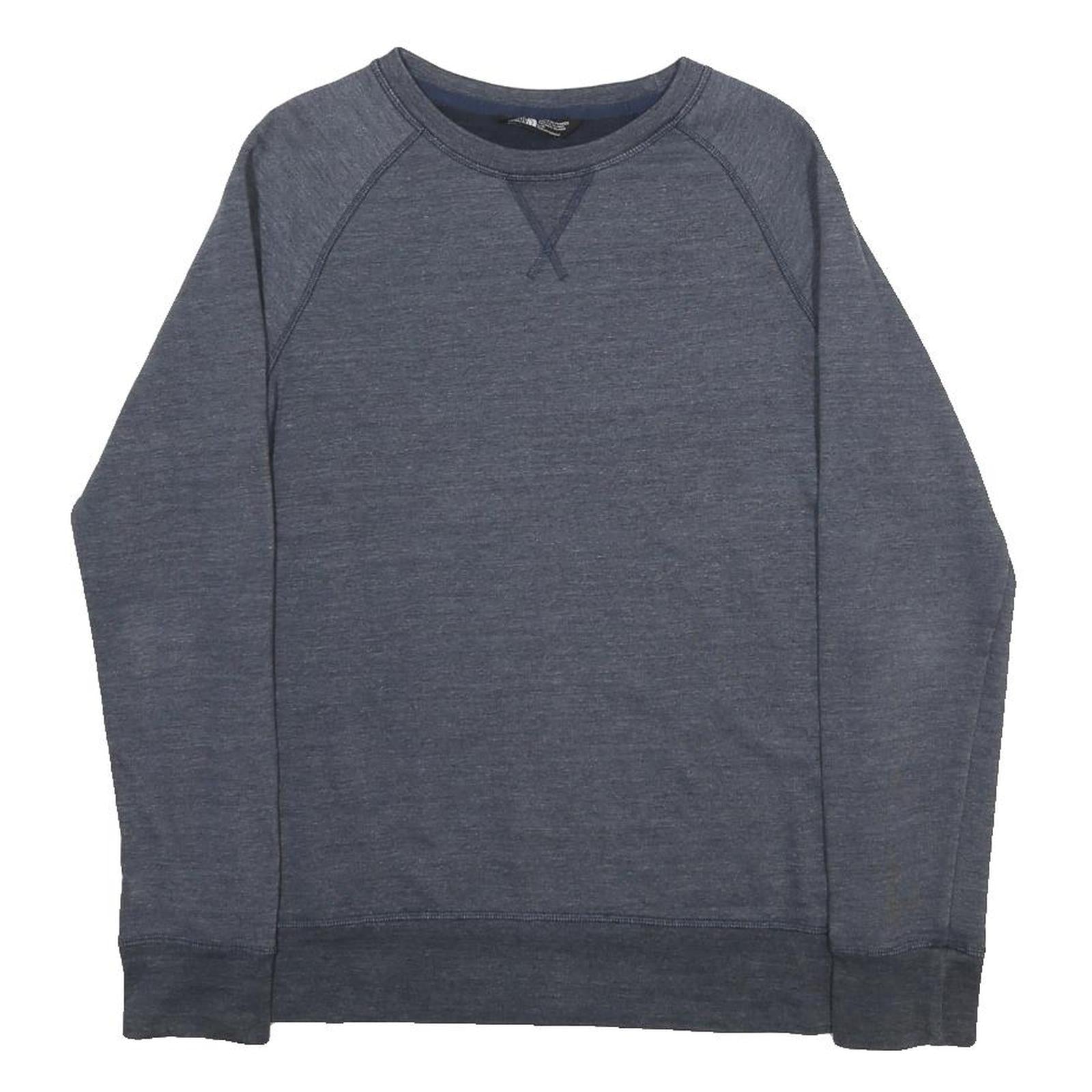 THE NORTH FACE Womens Blue Sweatshirt Crew Neck L Casual Cotton Blend Pullover