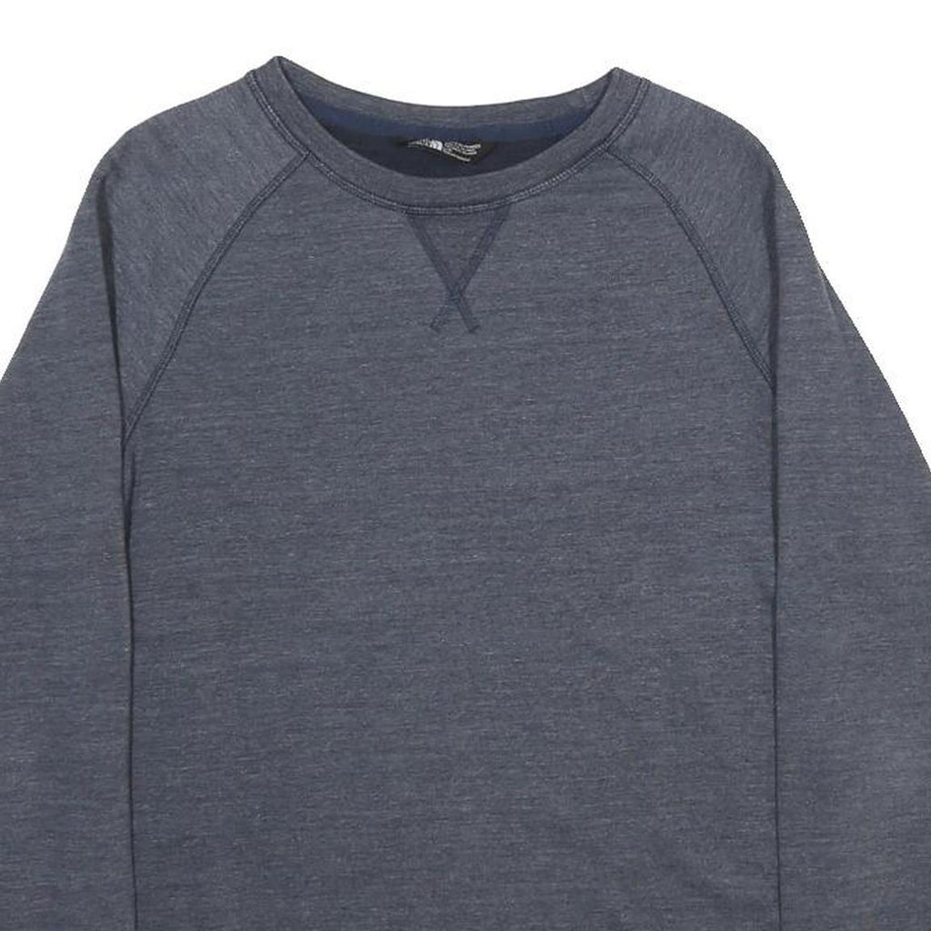 THE NORTH FACE Womens Blue Sweatshirt Crew Neck L Casual Cotton Blend Pullover