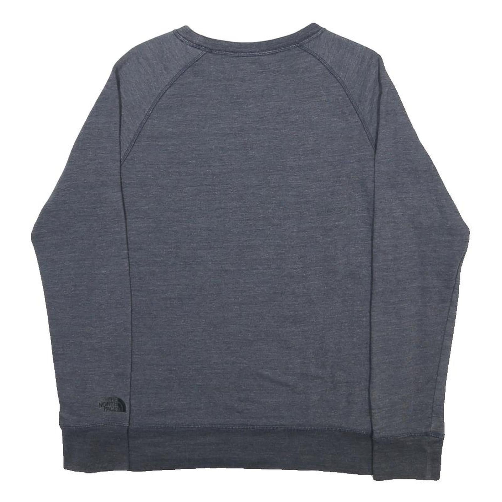 THE NORTH FACE Womens Blue Sweatshirt Crew Neck L Casual Cotton Blend Pullover