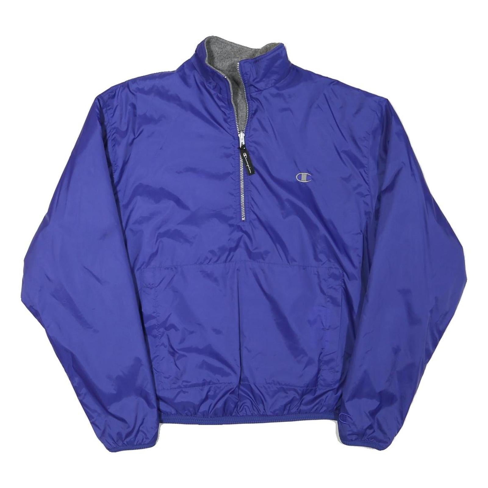 CHAMPION Mens Blue Outdoor Jacket M Polyester Blend Plain Zip Pockets Stand-Up