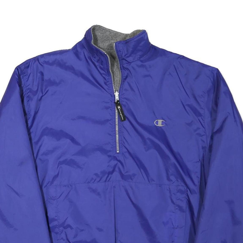 CHAMPION Mens Blue Outdoor Jacket M Polyester Blend Plain Zip Pockets Stand-Up