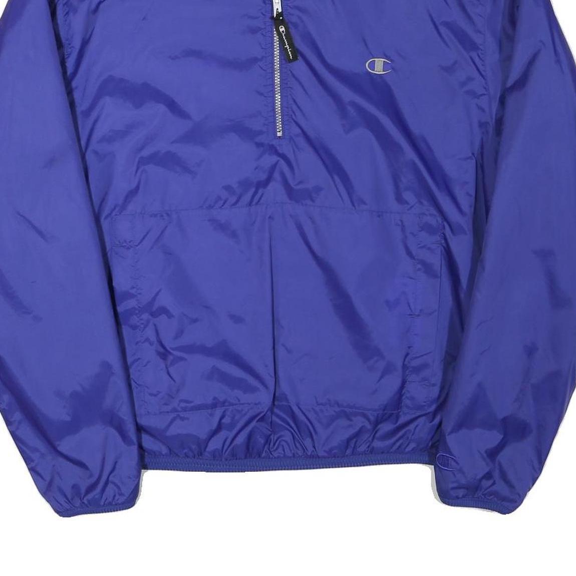 CHAMPION Mens Blue Outdoor Jacket M Polyester Blend Plain Zip Pockets Stand-Up