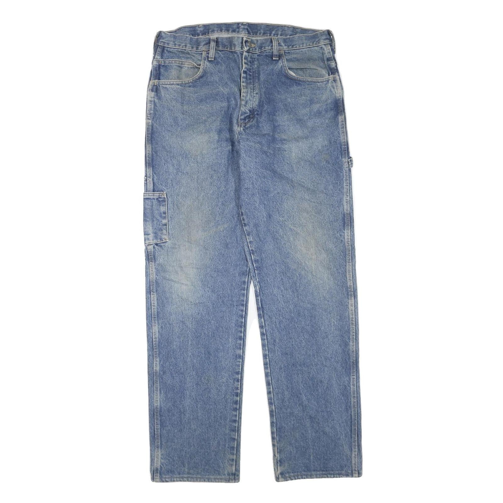 CARHARTT Mens Regular Fit Blue Denim Straight Jeans W38 L35 Workwear