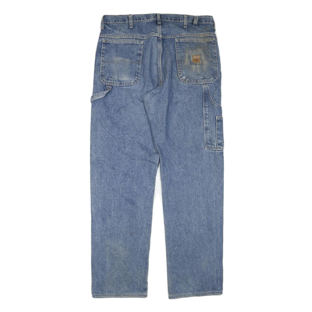 CARHARTT Mens Regular Fit Blue Denim Straight Jeans W38 L35 Workwear