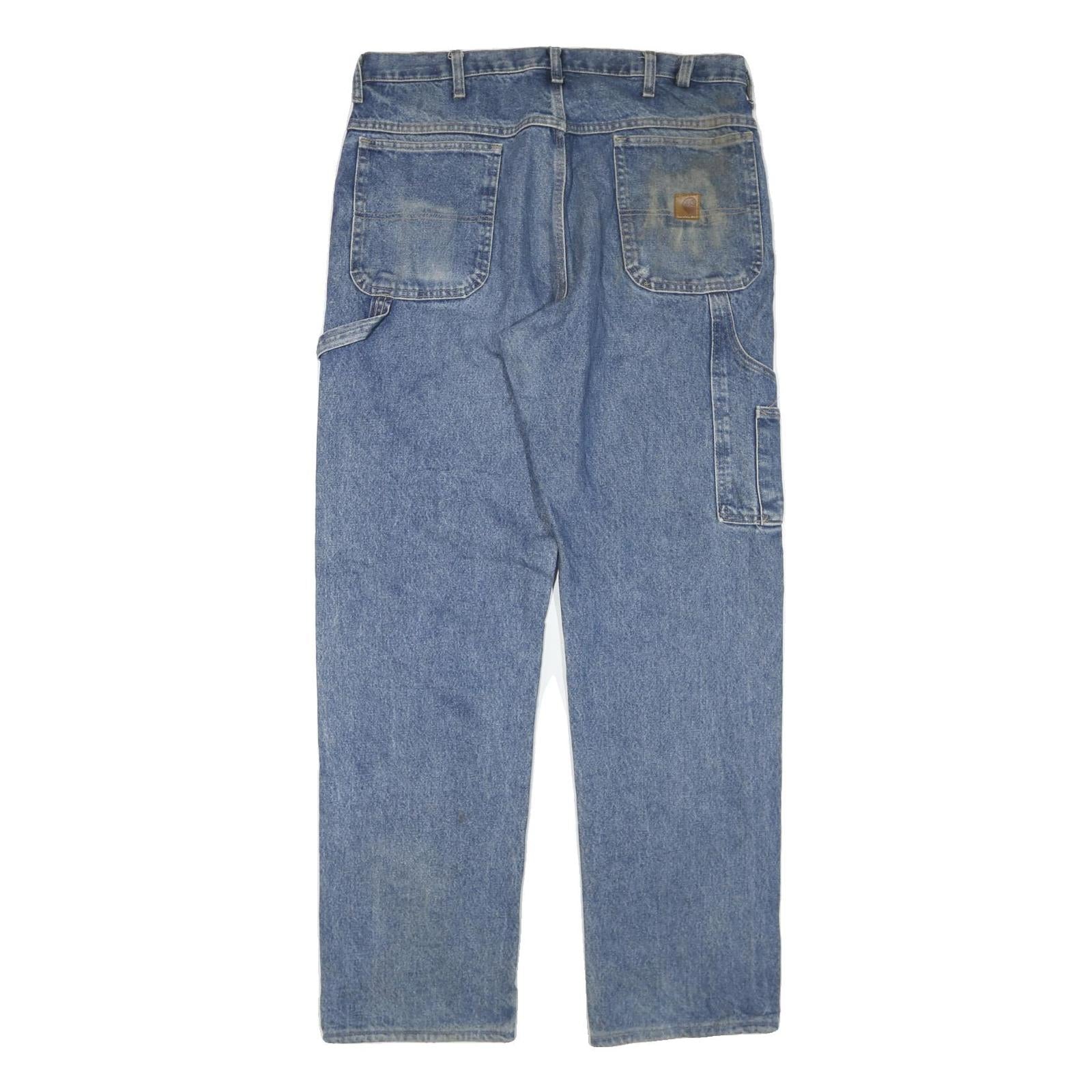 CARHARTT Mens Regular Fit Blue Denim Straight Jeans W38 L35 Workwear