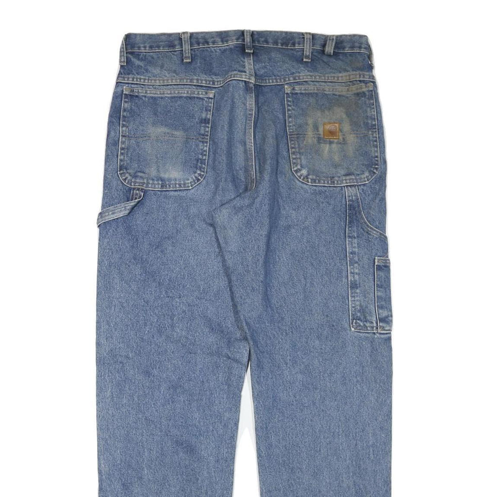 CARHARTT Mens Regular Fit Blue Denim Straight Jeans W38 L35 Workwear