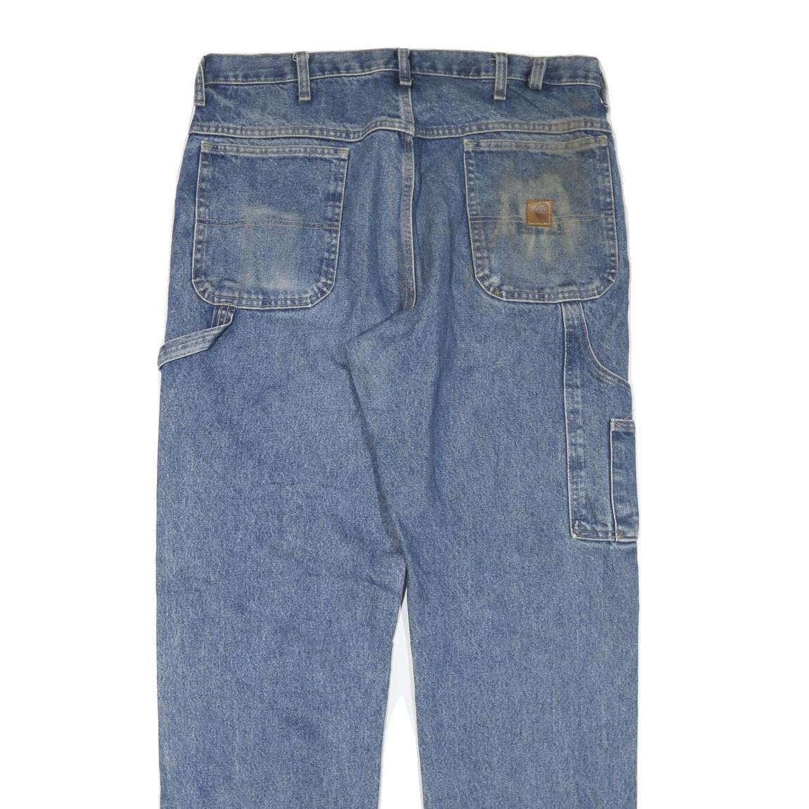 CARHARTT Mens Regular Fit Blue Denim Straight Jeans W38 L35 Workwear