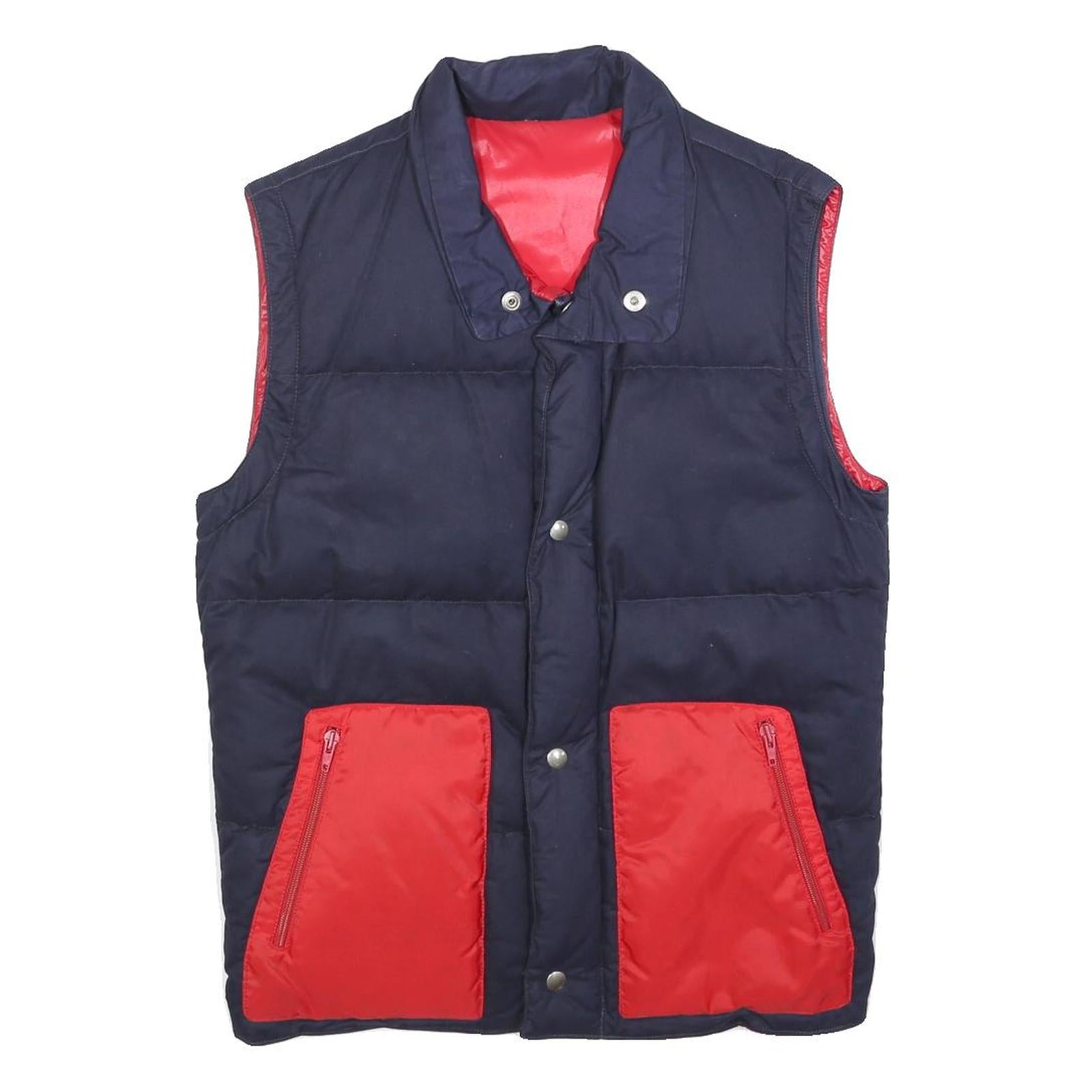 CASSIN Womens Navy & Red Puffer Jacket S Polyester Blend Zip Block Colour