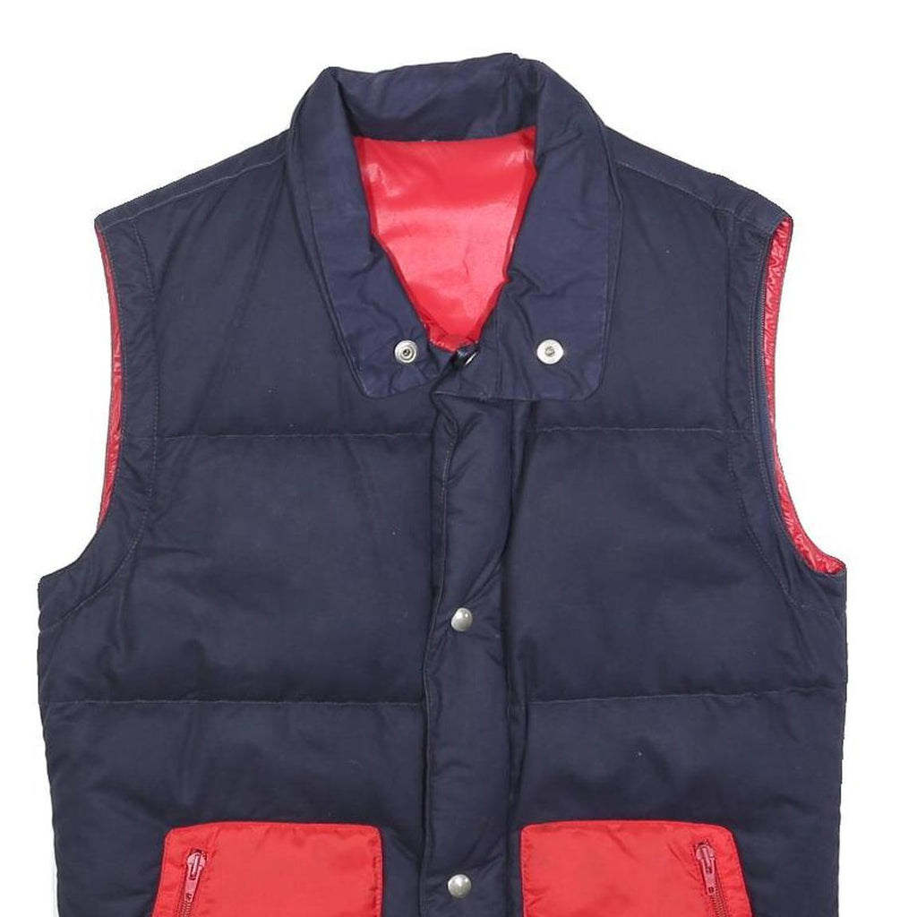 CASSIN Womens Navy & Red Puffer Jacket S Polyester Blend Zip Block Colour