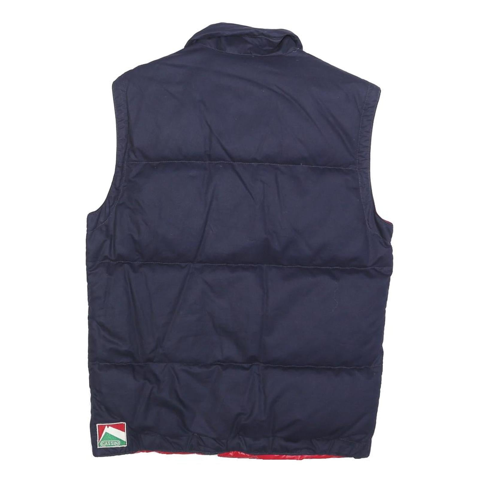 CASSIN Womens Navy & Red Puffer Jacket S Polyester Blend Zip Block Colour