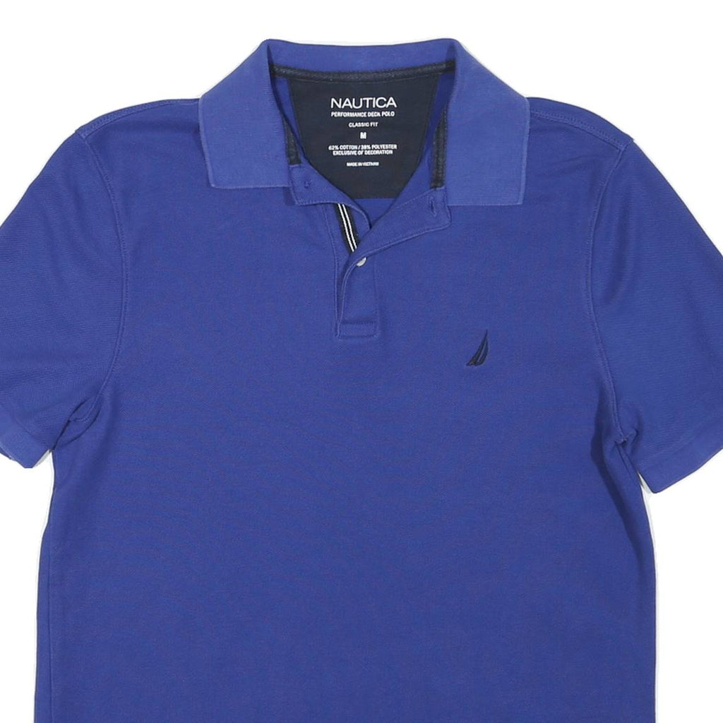 NAUTICA Mens Blue Classic Fit Short Sleeve Cotton Polo Shirt M Performance Deck