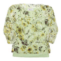 AFFINITES Womens Green Printed Blouse 3/4 Sleeve Round Neck Floral Pattern M