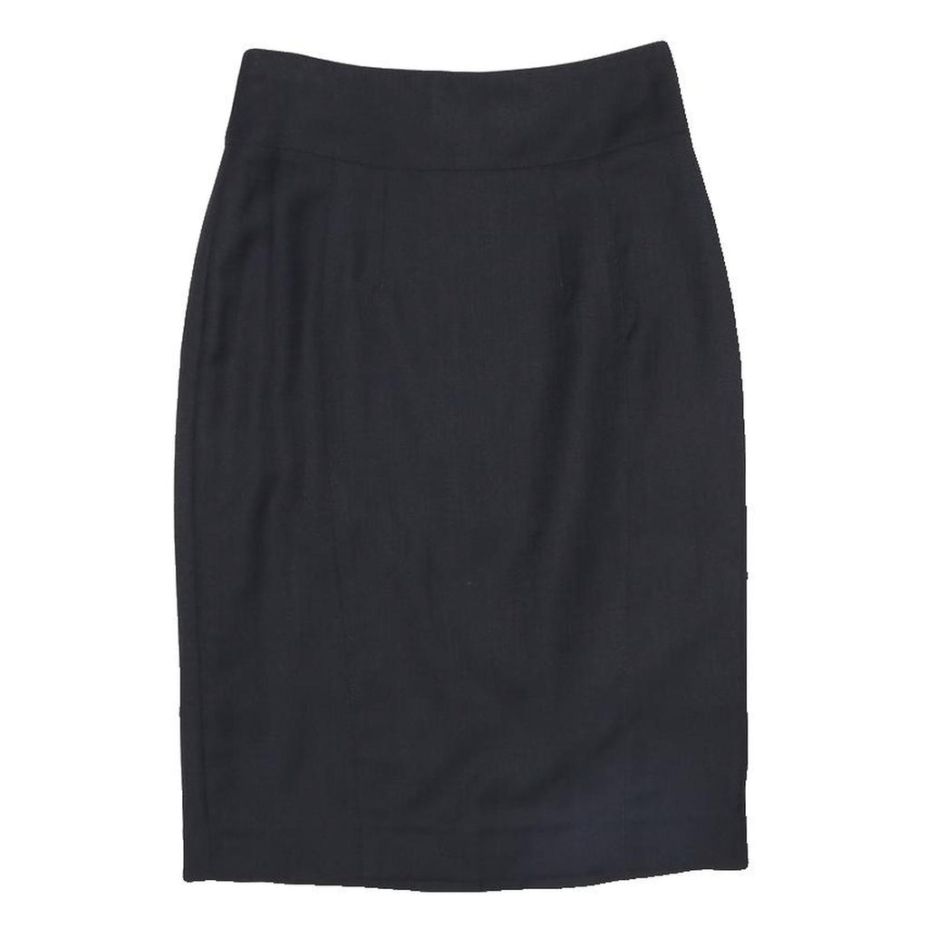 BURBERRY Womens Black Pencil Knee Length Cotton Blend Skirt UK 4 Classic