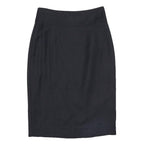 BURBERRY Womens Black Pencil Knee Length Cotton Blend Skirt UK 4 Classic