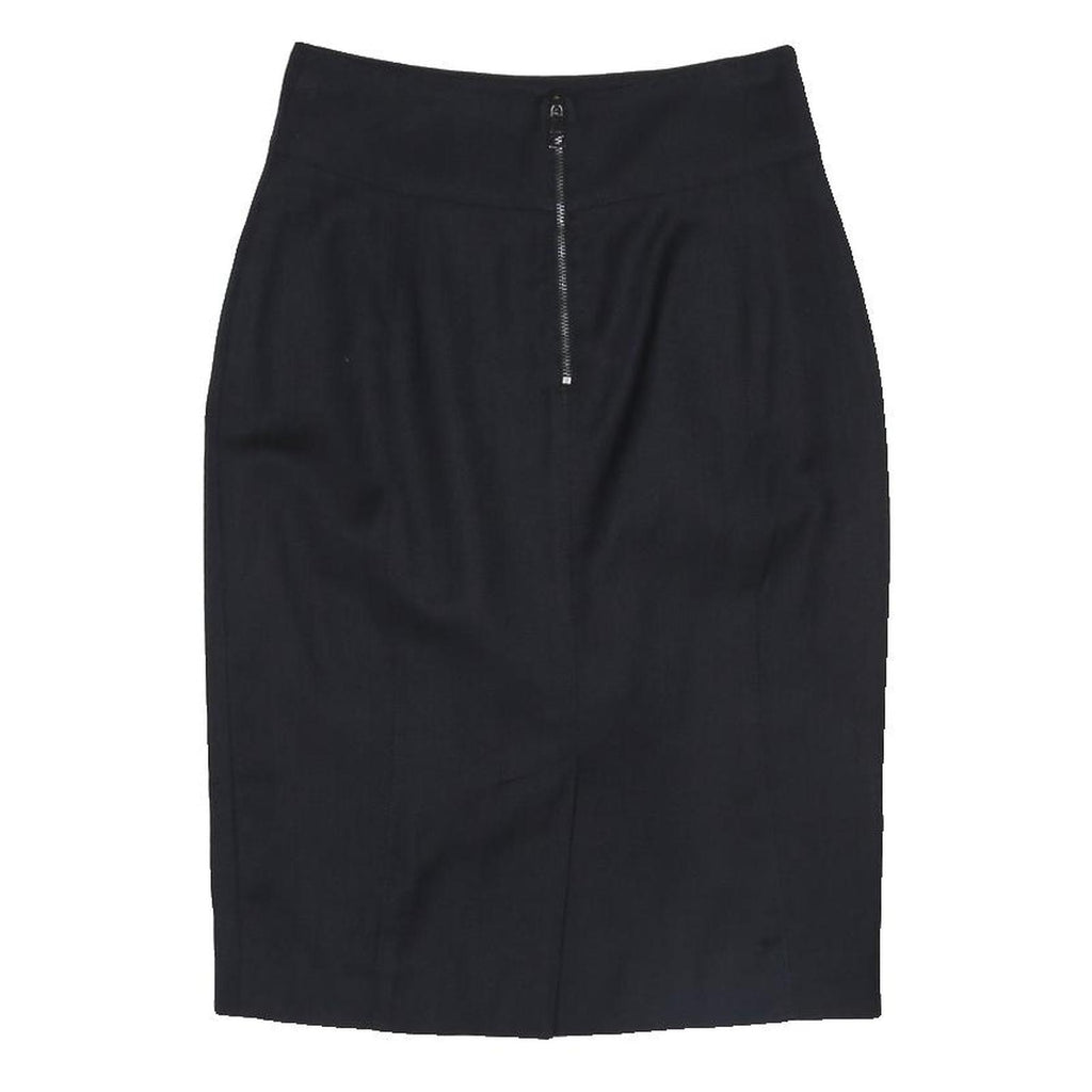 BURBERRY Womens Black Pencil Knee Length Cotton Blend Skirt UK 4 Classic