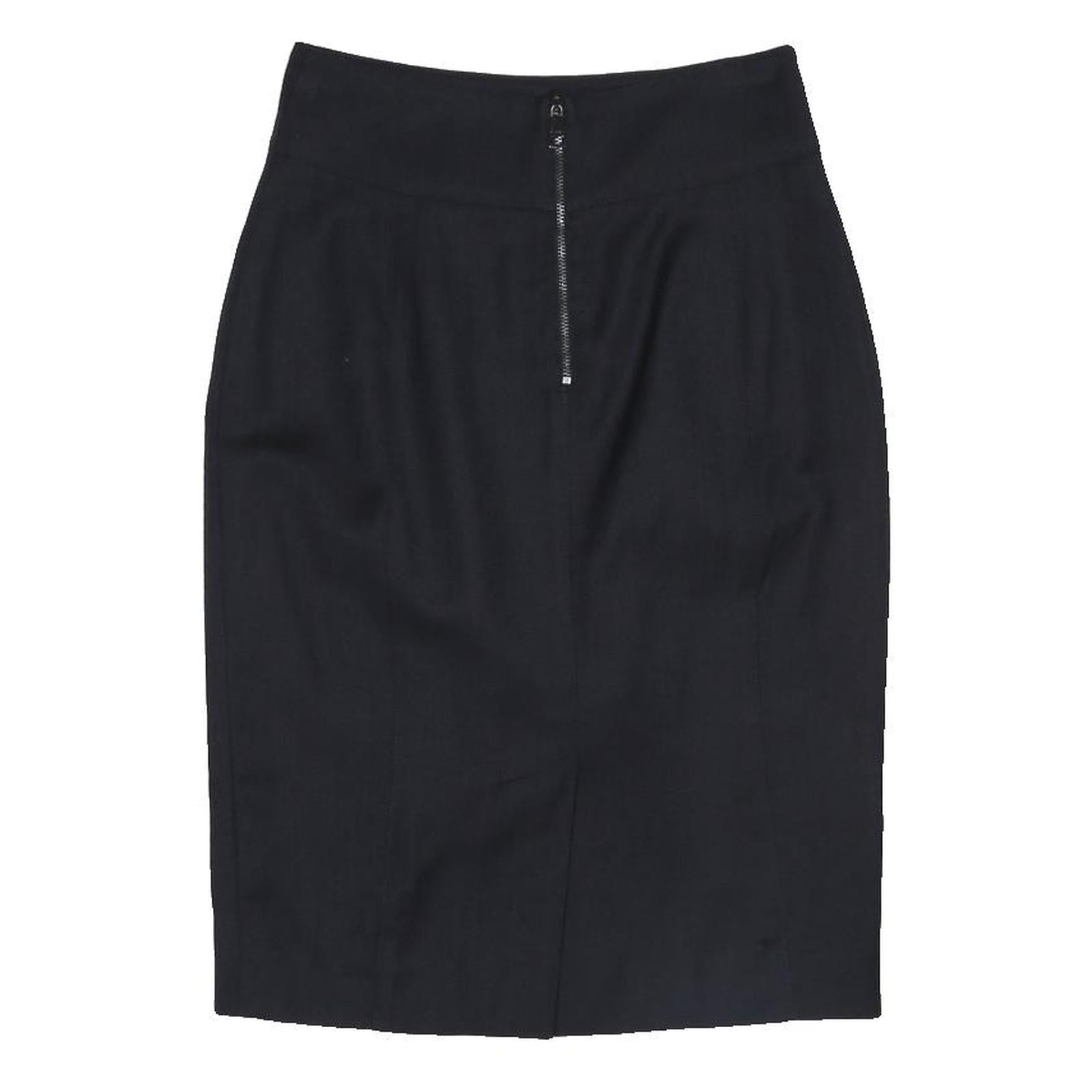 BURBERRY Womens Black Pencil Knee Length Cotton Blend Skirt UK 4 Classic