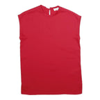 CALVIN KLEIN Womens Red Sleeveless Round Neck Plain Top UK 6 Polyester