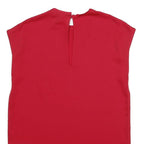 CALVIN KLEIN Womens Red Sleeveless Round Neck Plain Top UK 6 Polyester