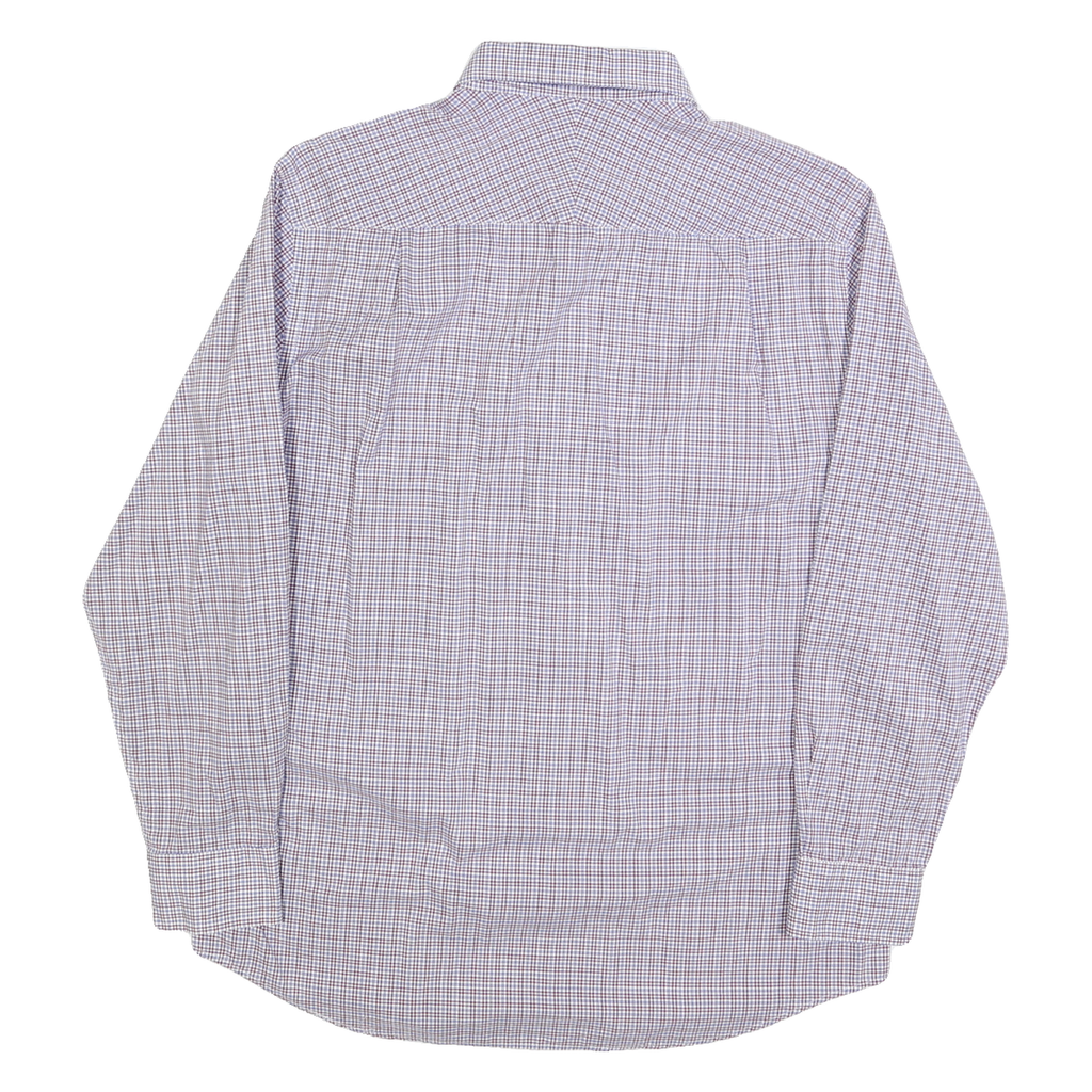 NAUTICA Mens Blue & Brown Check Shirt M Classic Button-Down Collar Cotton