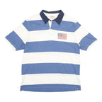 BROOKS BROTHERS Mens Blue & White Colourblock Polo Shirt XL Cotton Jersey Short