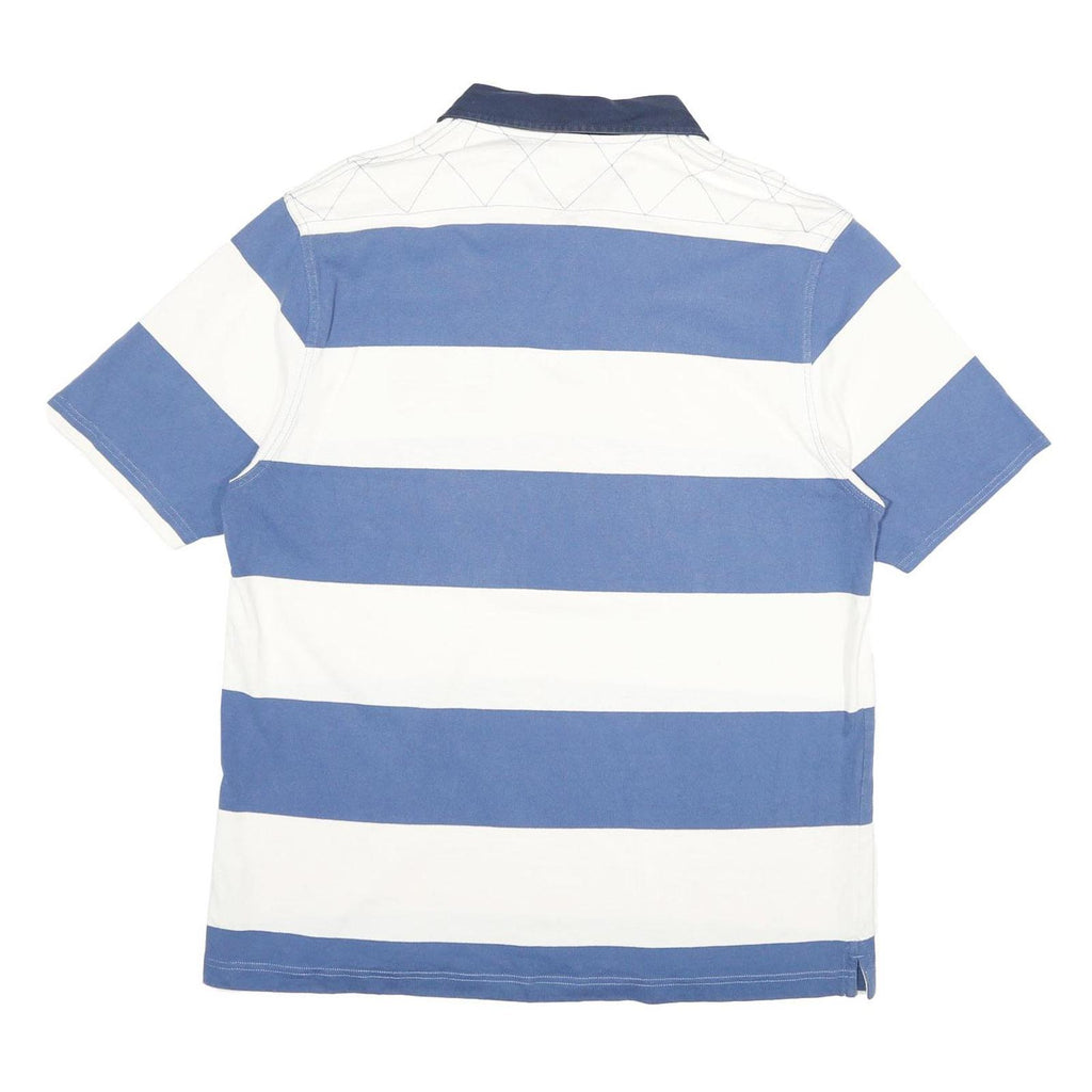 BROOKS BROTHERS Mens Blue & White Colourblock Polo Shirt XL Cotton Jersey Short