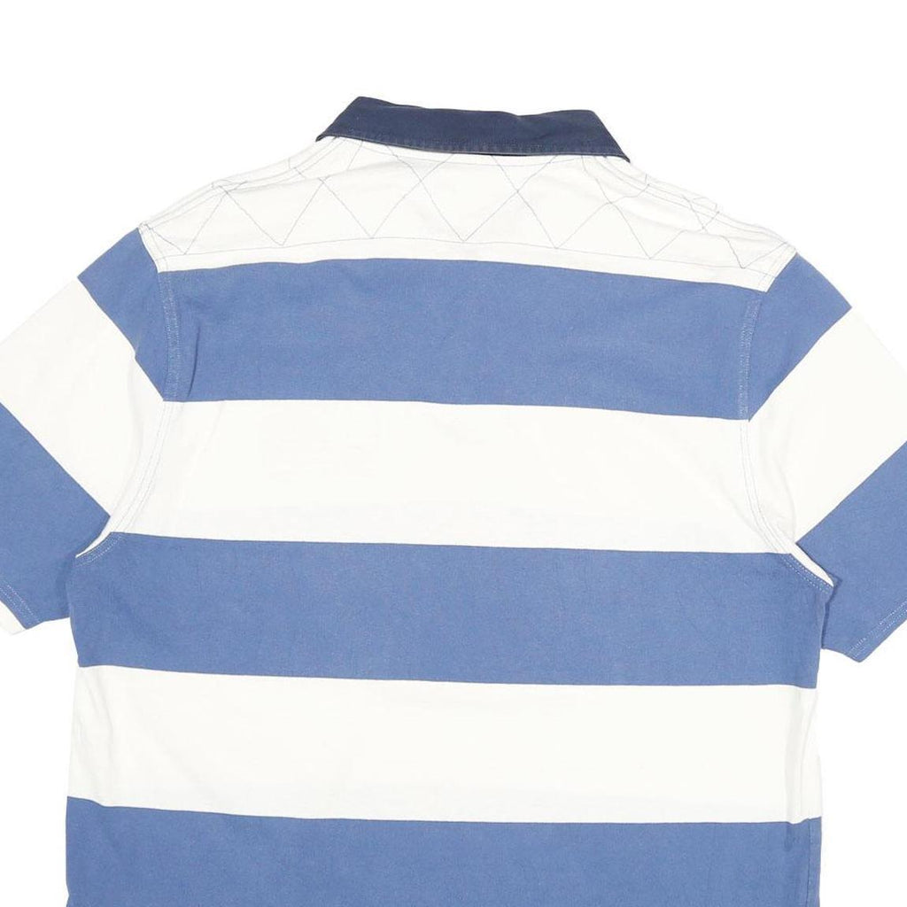 BROOKS BROTHERS Mens Blue & White Colourblock Polo Shirt XL Cotton Jersey Short
