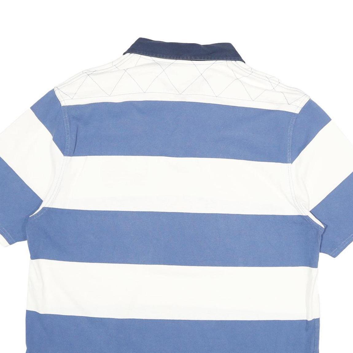 BROOKS BROTHERS Mens Blue & White Colourblock Polo Shirt XL Cotton Jersey Short