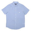 CHAPS Mens Blue Plain Cotton Blend Short Sleeve Shirt M Button-Down Collar