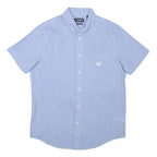 CHAPS Mens Blue Plain Cotton Blend Short Sleeve Shirt M Button-Down Collar