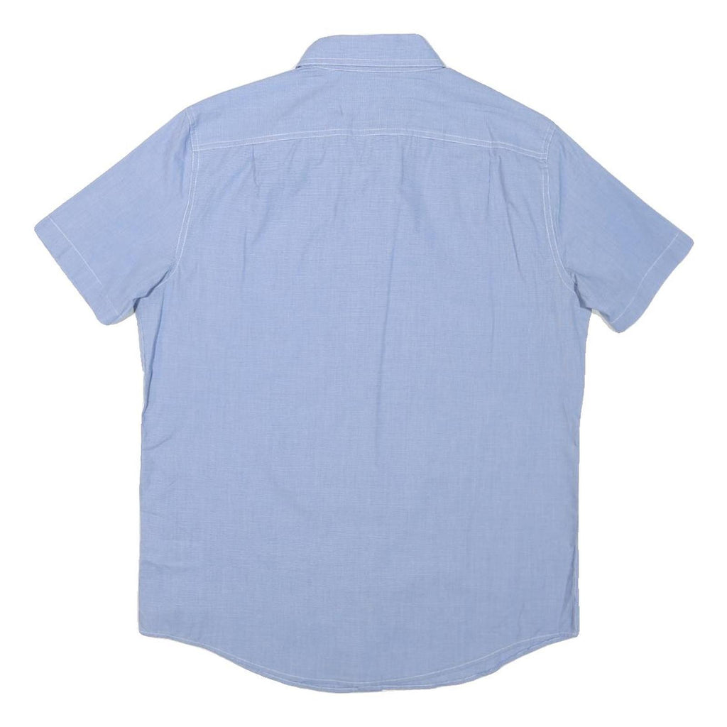 CHAPS Mens Blue Plain Cotton Blend Short Sleeve Shirt M Button-Down Collar