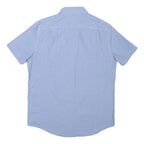 CHAPS Mens Blue Plain Cotton Blend Short Sleeve Shirt M Button-Down Collar
