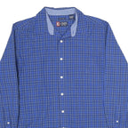 CHAPS Mens Blue Check Shirt L Casual Cotton Long Sleeve Button Down