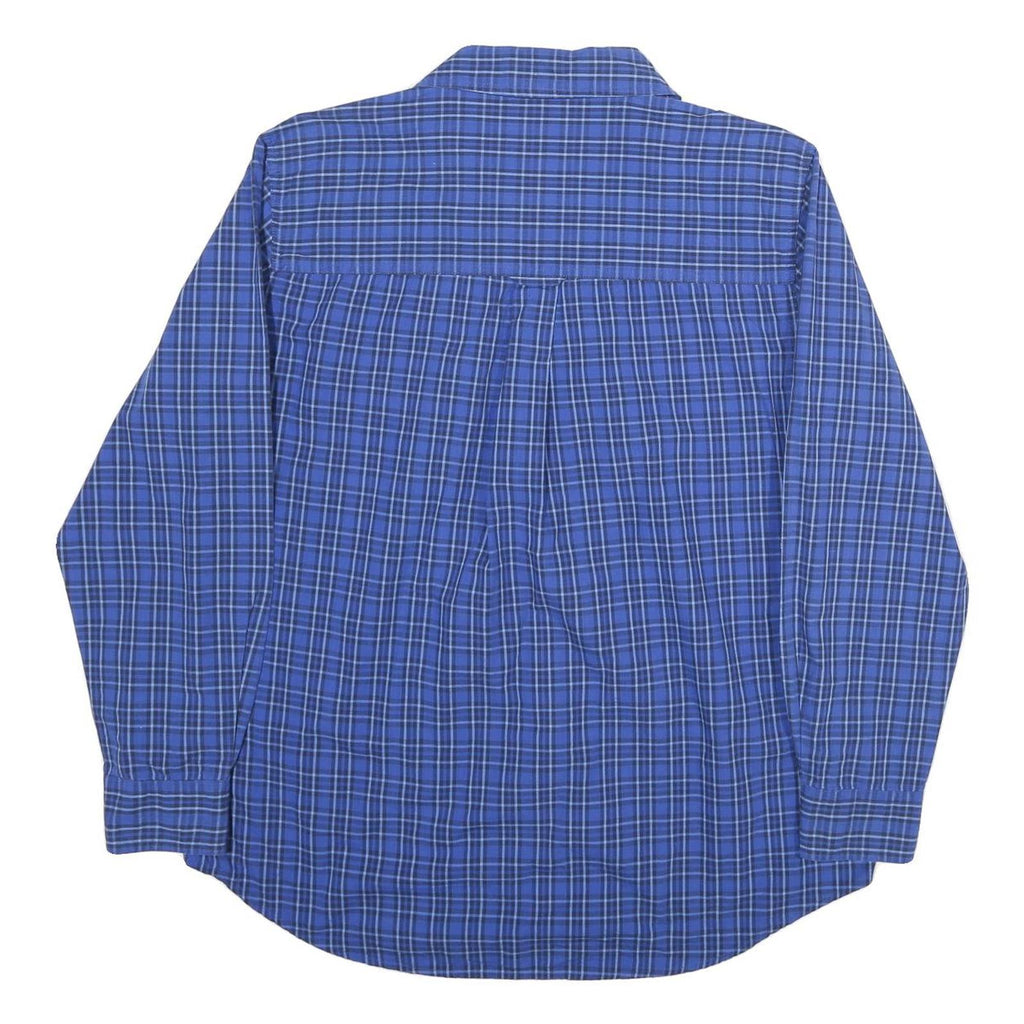 CHAPS Mens Blue Check Shirt L Casual Cotton Long Sleeve Button Down