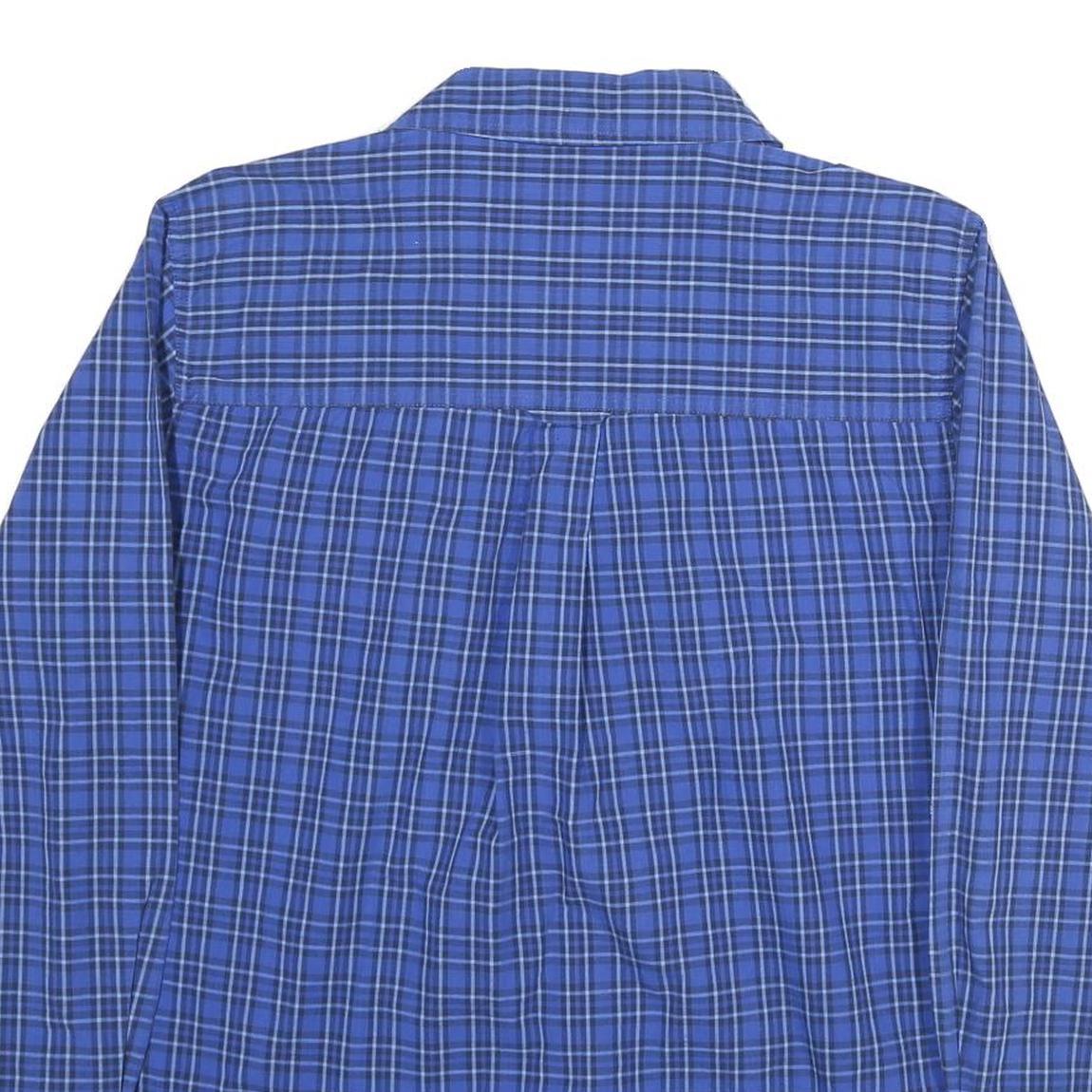 CHAPS Mens Blue Check Shirt L Casual Cotton Long Sleeve Button Down