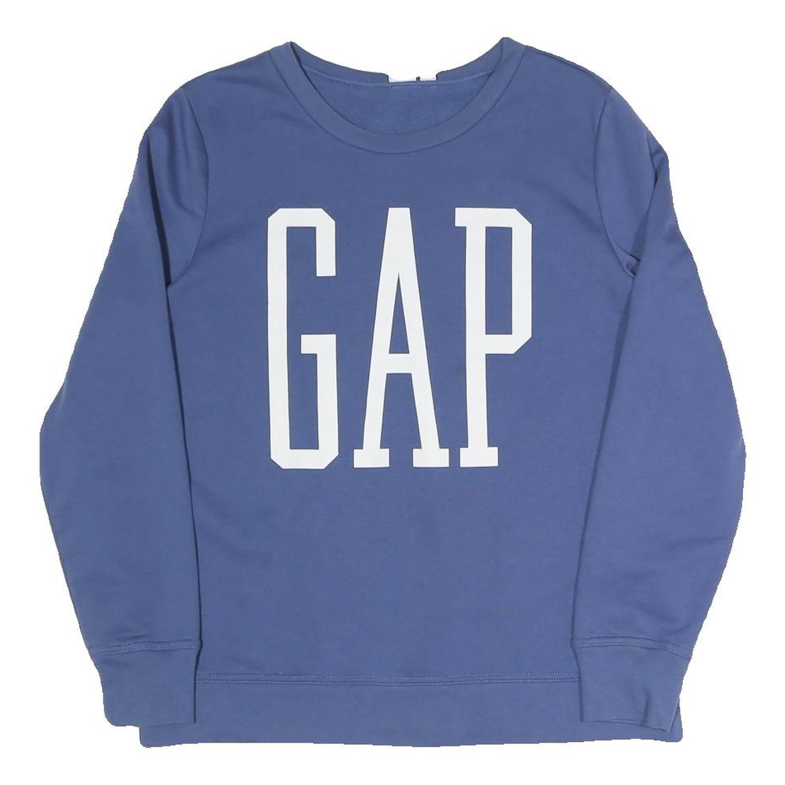 GAP Mens Blue Crew Neck Sweatshirt S Cotton Blend Logo Pullover Casual