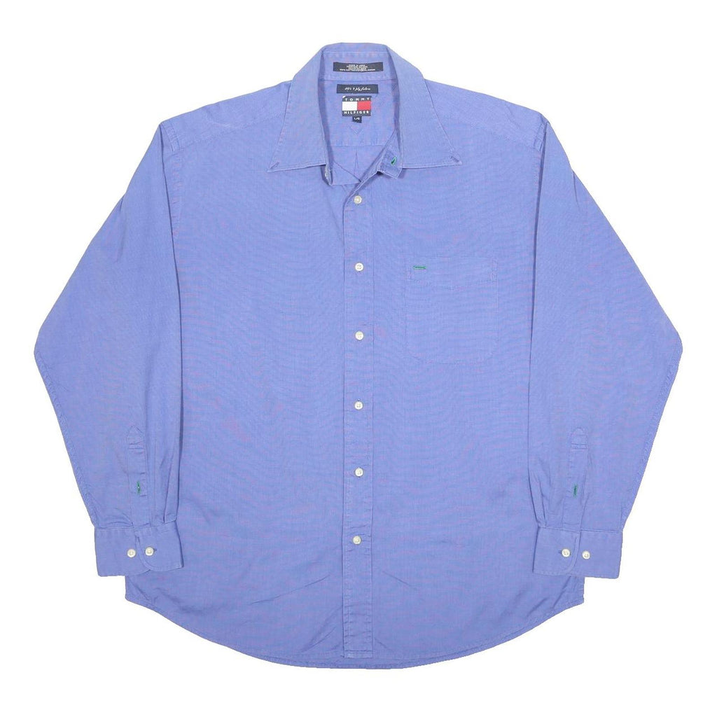 TOMMY HILFIGER Mens Blue Shirt L Classic Button Cotton Long Sleeve Chest Pocket
