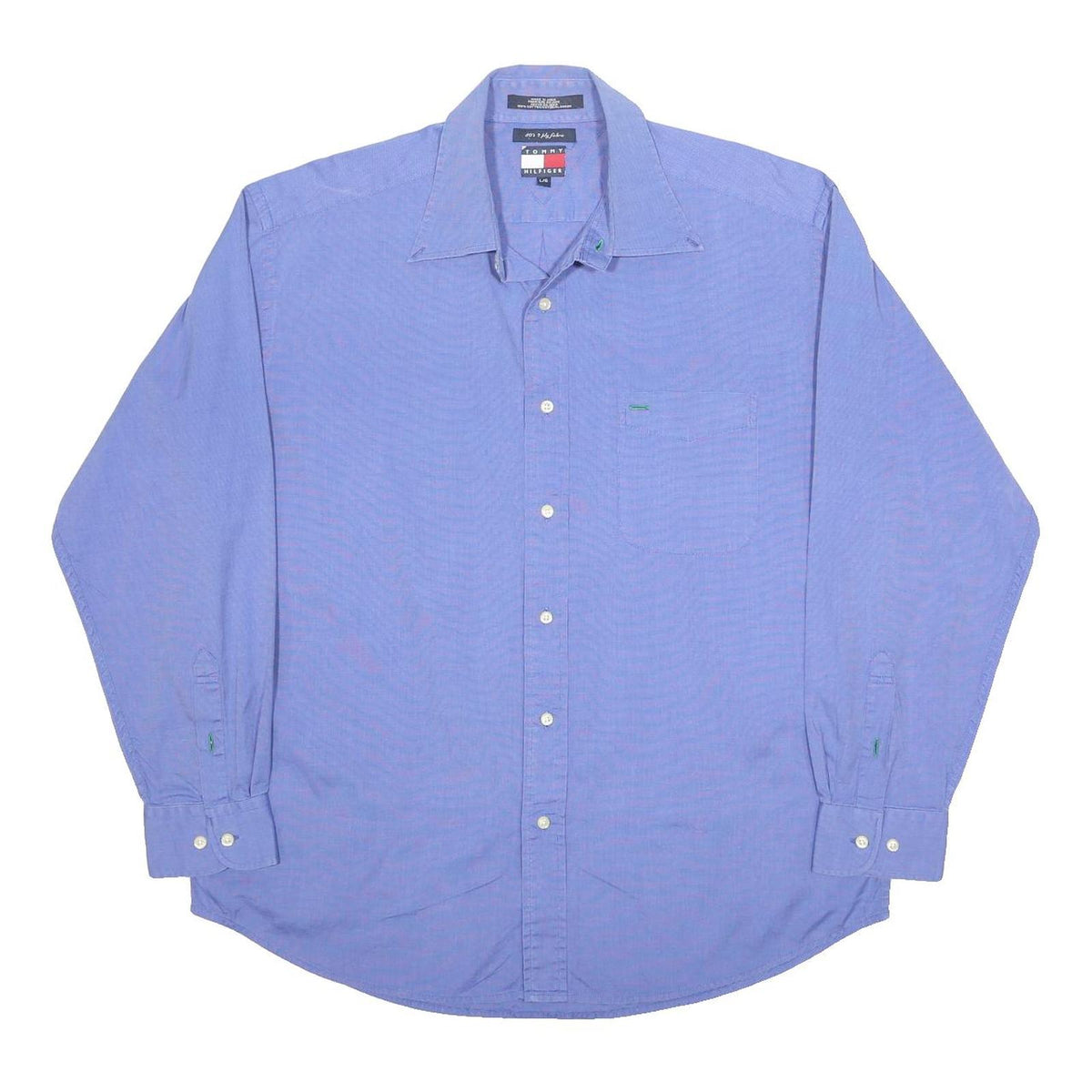 TOMMY HILFIGER Mens Blue Shirt L Classic Button Cotton Long Sleeve Chest Pocket