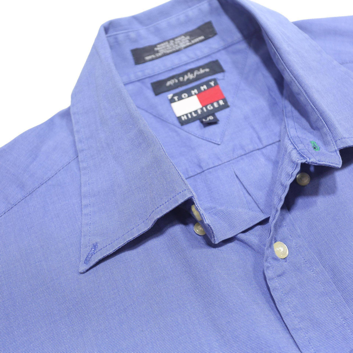 TOMMY HILFIGER Mens Blue Shirt L Classic Button Cotton Long Sleeve Chest Pocket