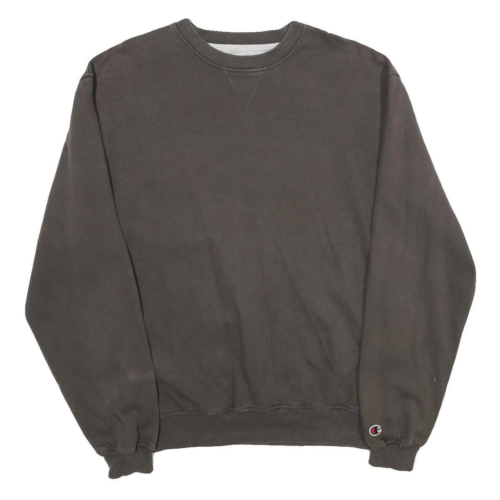 CHAMPION Mens Black Crew Neck L Cotton Blend Pullover Sweatshirt Casual