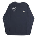 CARHARTT Mens Navy Blue Graphic T-Shirt S Long Sleeve Crew Neck Pocket
