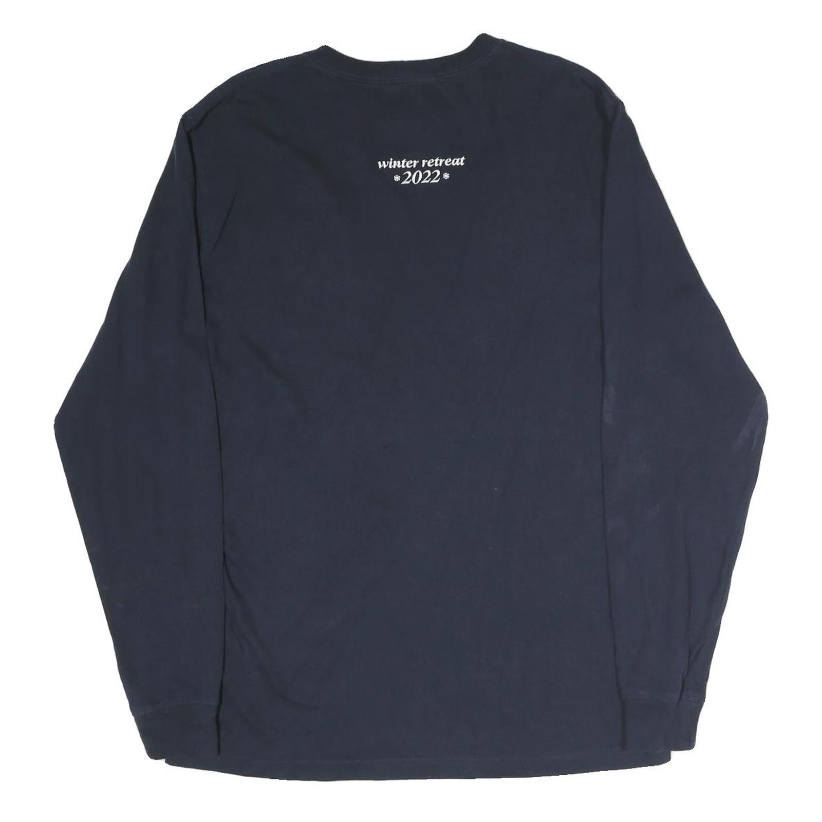 CARHARTT Mens Navy Blue Graphic T-Shirt S Long Sleeve Crew Neck Pocket