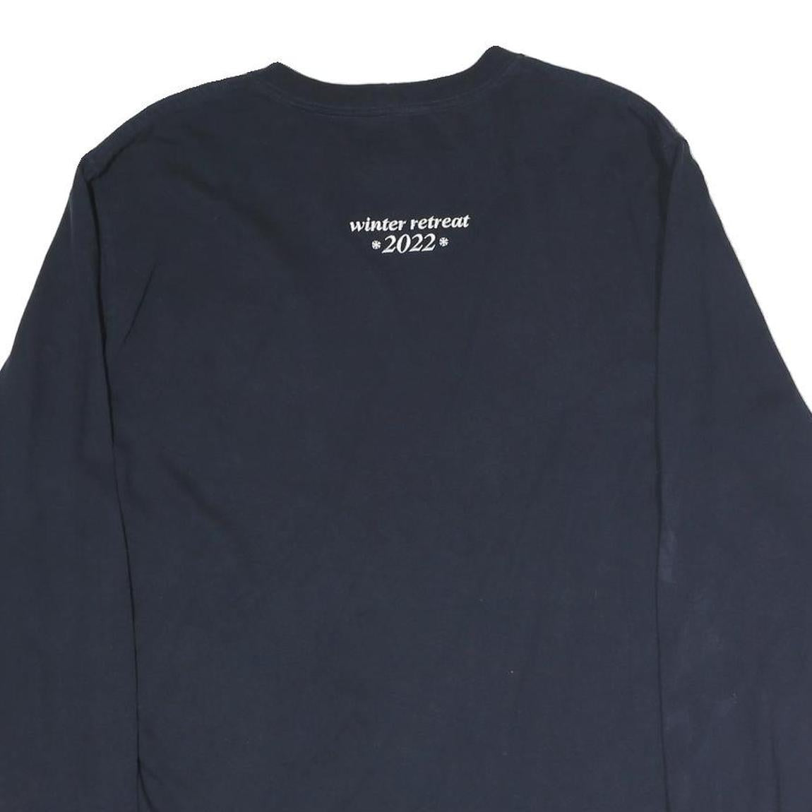 CARHARTT Mens Navy Blue Graphic T-Shirt S Long Sleeve Crew Neck Pocket