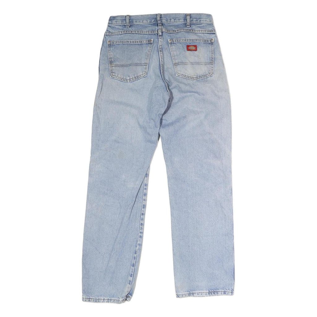 DICKIES Mens Regular Fit Light Blue Denim Jeans W32 L31 Button Closure Classic