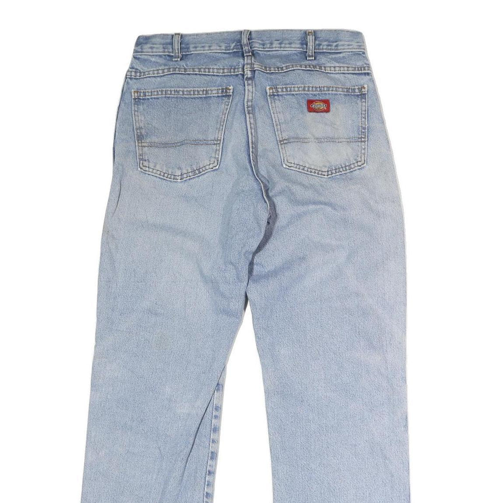 DICKIES Mens Regular Fit Light Blue Denim Jeans W32 L31 Button Closure Classic