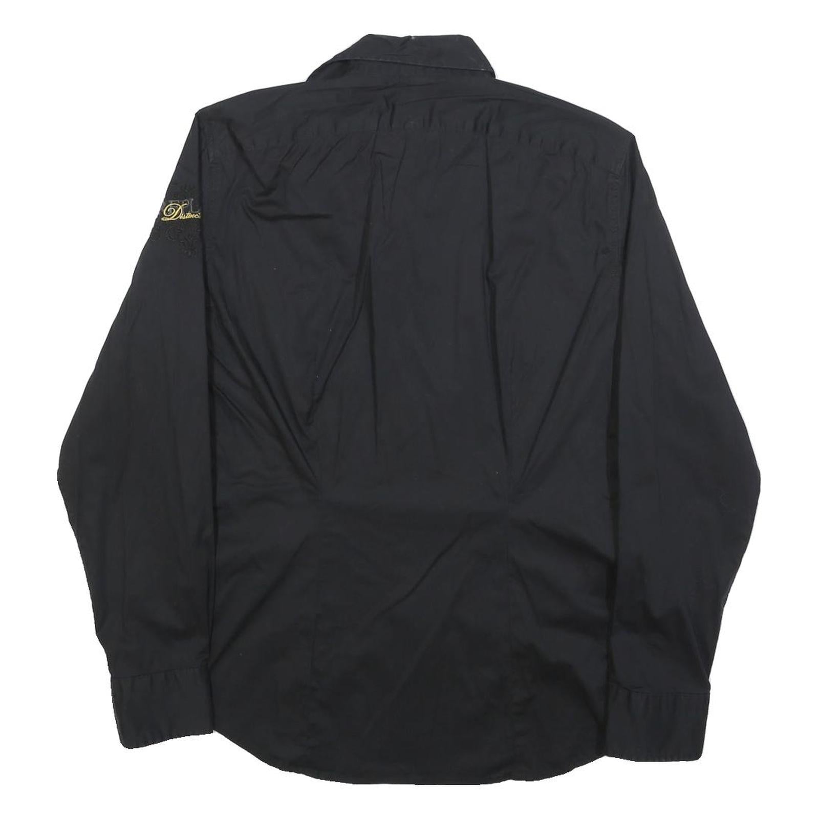 REPLAY Mens Black Cotton Blend Shirt M Long Sleeve Casual Button Collared