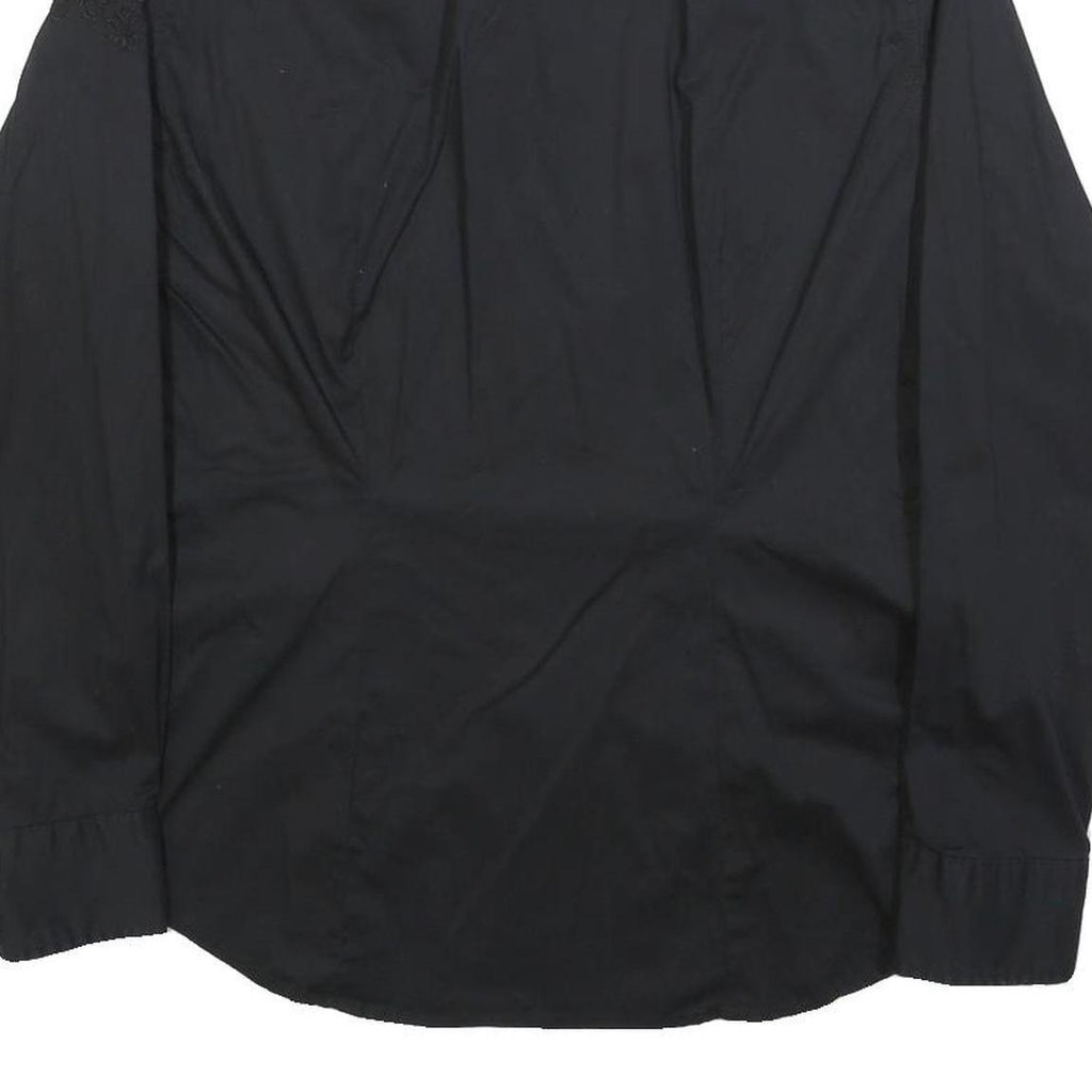 REPLAY Mens Black Cotton Blend Shirt M Long Sleeve Casual Button Collared