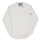 TOMMY HILFIGER Mens White Cotton Blend Shirt L Classic Button Pocket Long Sleeve