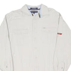 TOMMY HILFIGER Mens White Cotton Blend Shirt L Classic Button Pocket Long Sleeve