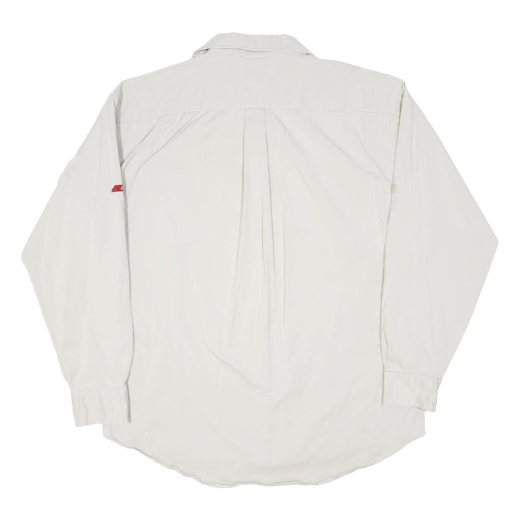 TOMMY HILFIGER Mens White Cotton Blend Shirt L Classic Button Pocket Long Sleeve